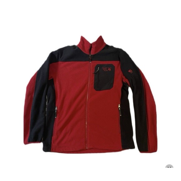 Mountain Hardwear Medium Fleece Jacket Octagon Grid Pattern Red Black Large - Picture 1 of 9